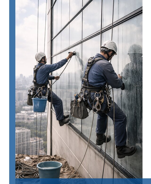 Профессиональная мойка фасадных окон альпинистами в Чите