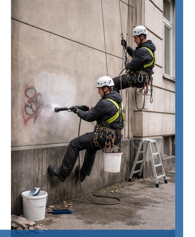 Удаление граффити с фасада в Чите от 4658 р. | ВЫСОТНИК-Чта