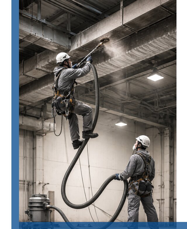 Обеспыливание потолочных конструкций в Чите промышленным альпинизмом