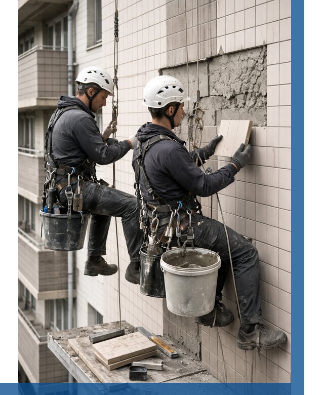 Ремонт облицовки фасада плиткой в Чите от 1863 р. | ВЫСОТНИК-Чта