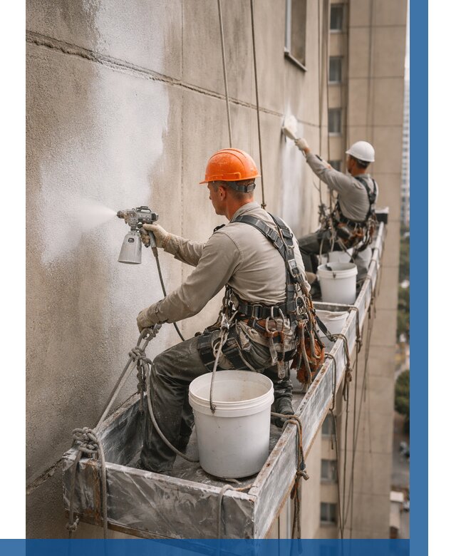 Грунтовка фасада на высоте в Чите от 124 р. | ВЫСОТНИК-Чта