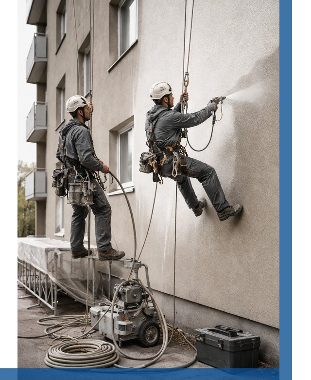 Безвоздушная покраска фасада в Чите от 228 р/м² | ВЫСОТНИК-Чта