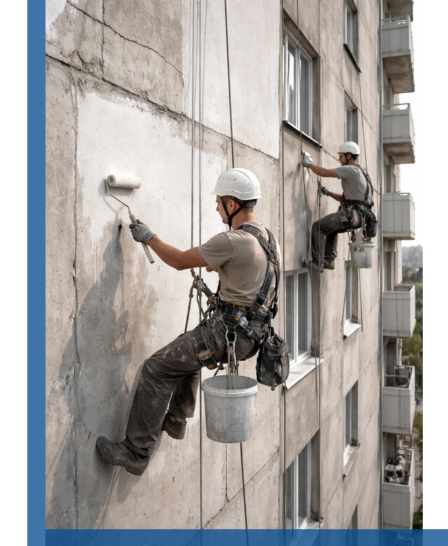 Покраска бетонного фасада в Чите для жилых и промышленных объектов