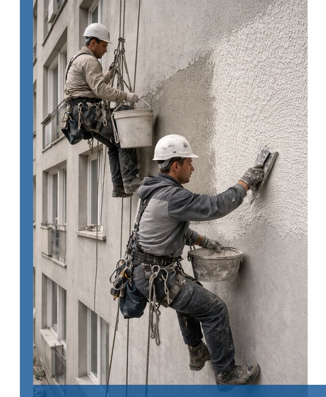 Нанесение декоративной штукатурки короед на фасад в Чите