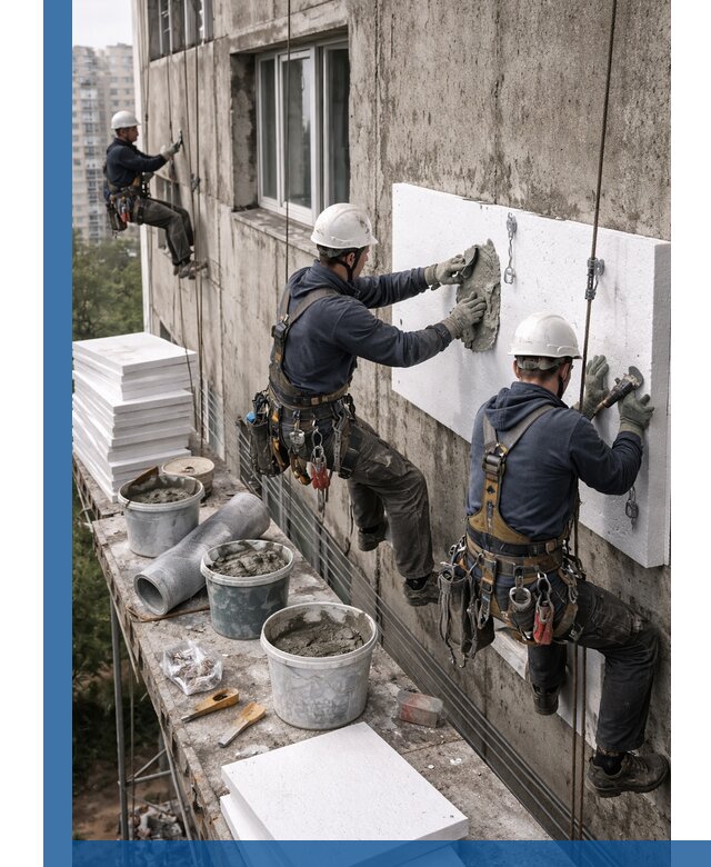 Утепление фасада пенополистиролом в Чите под ключ