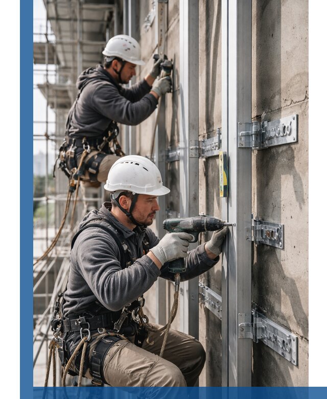 Монтаж и крепление подсистемы вентфасада в Чите