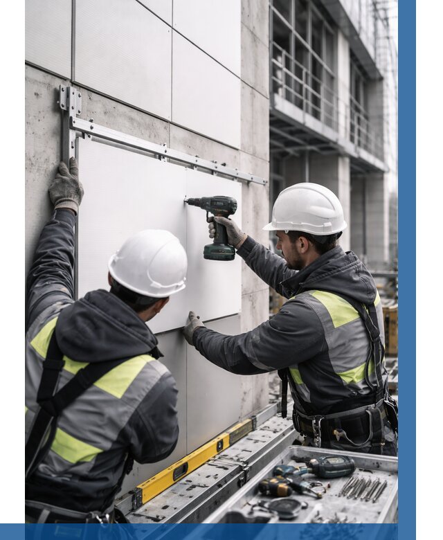 Монтаж композитных панелей фасада в Чите от 2588 р. | ВЫСОТНИК-Чта