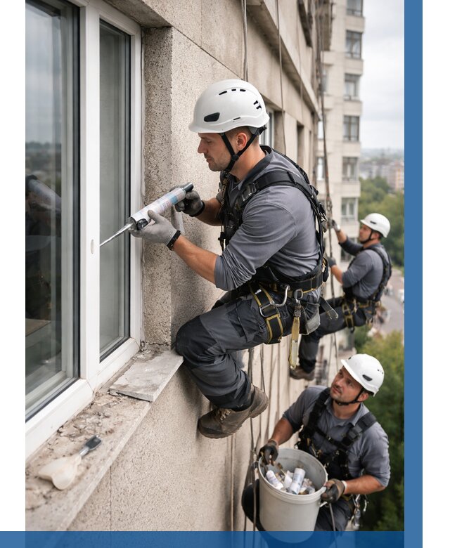 Герметизация оконных швов снаружи в Чите от 1553 р. | ВЫСОТНИК-Чта