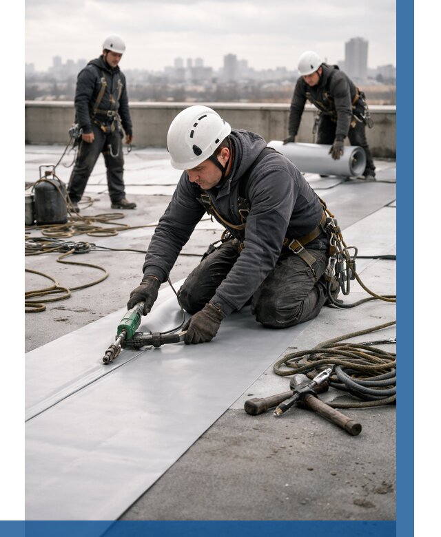 Ремонт мембранной кровли в Чите от 1863 р./м2 | ВЫСОТНИК-Чта