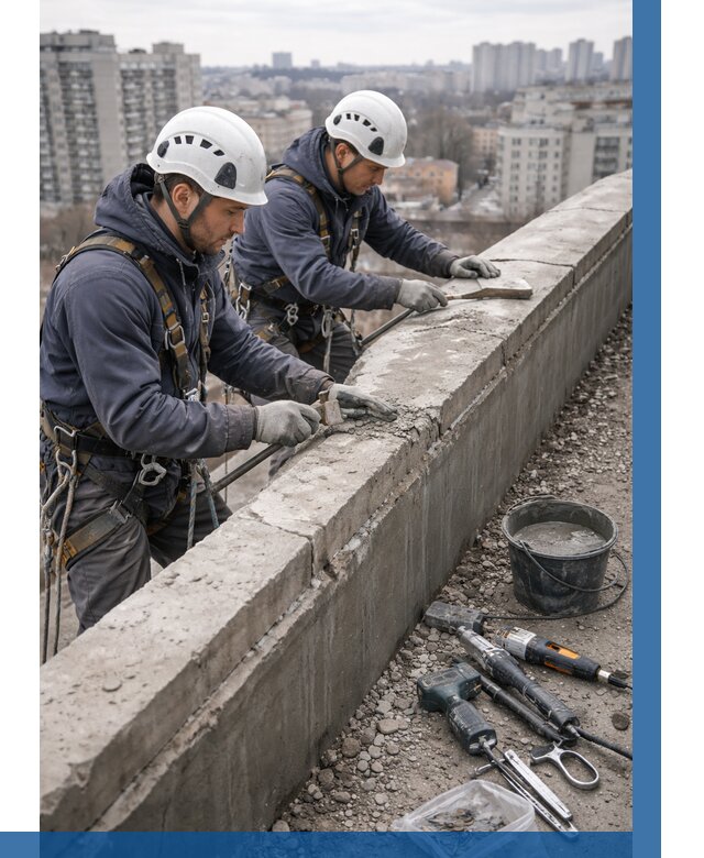 Ремонт парапета на кровле в Чите от 1553 р. | ВЫСОТНИК-Чта