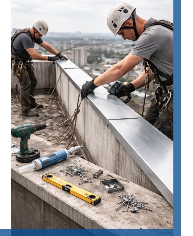 Монтаж парапетных крышек в Чите от 828 р. | ВЫСОТНИК-Чта