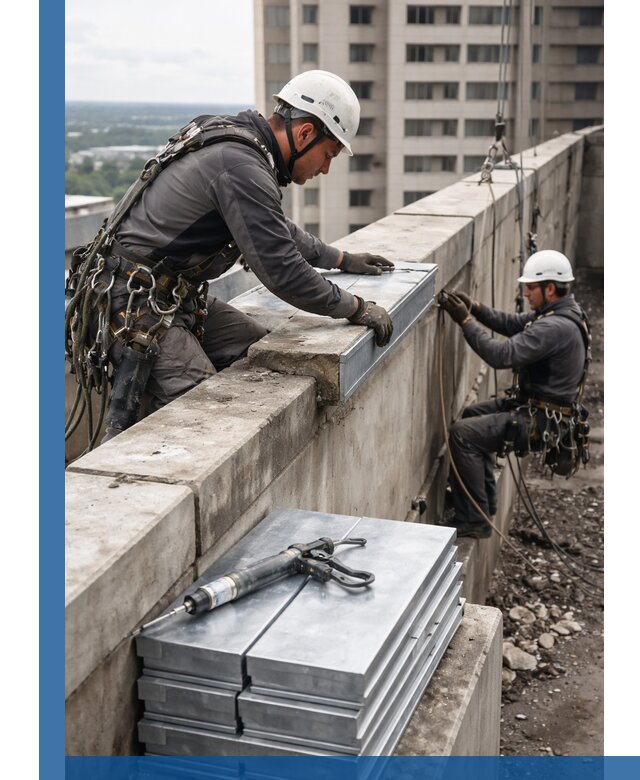 Замена парапетных крышек и установка новых в Чите