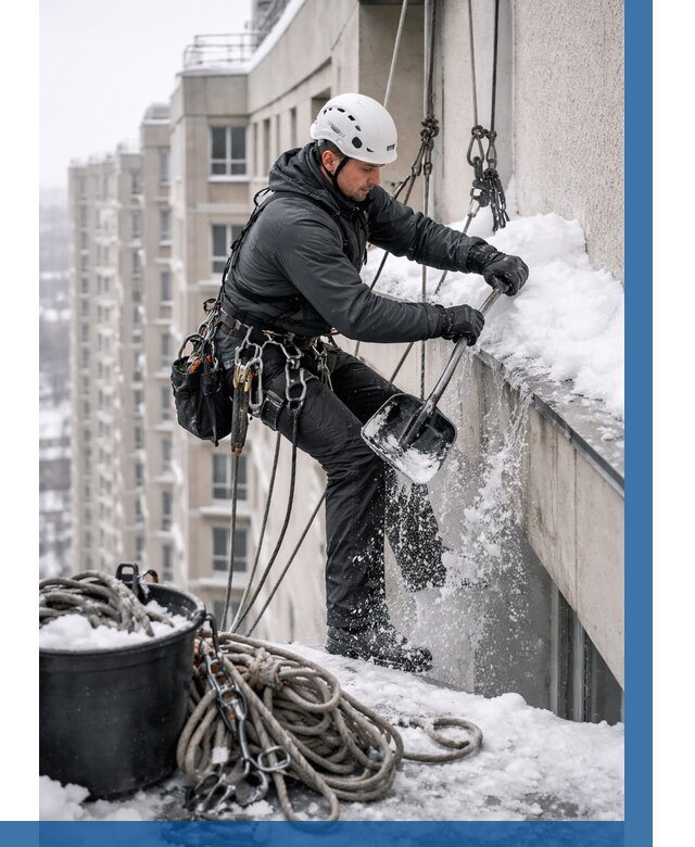 Очистка карнизов от снега в Чите от 311 р. | ВЫСОТНИК-Чта