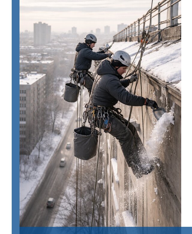 Очистка карнизов от снега в Чите профессионально и безопасно