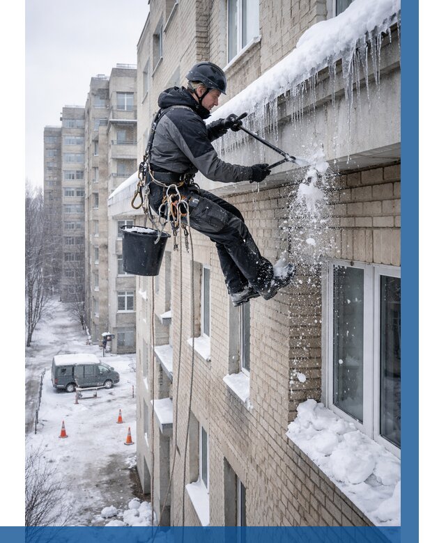 Удаление наледи с карнизов в Чите от 362 р. | ВЫСОТНИК-Чта
