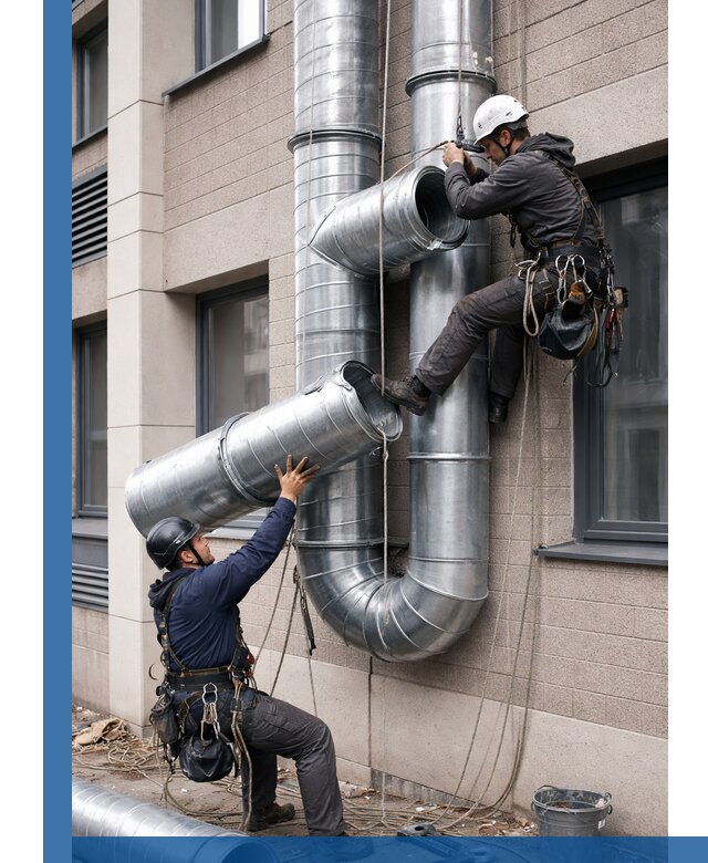 Монтаж фасадных воздуховодов в Чите с герметизацией и крепежом