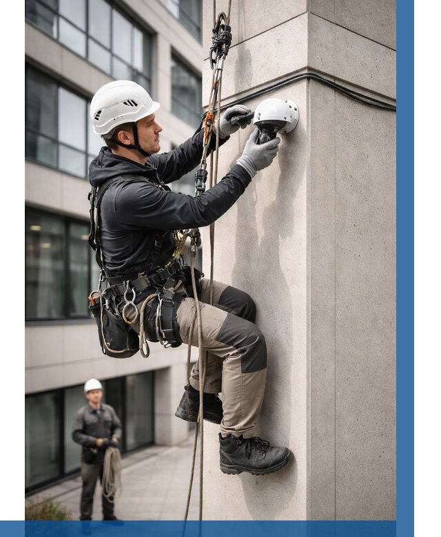 Монтаж камер видеонаблюдения на фасаде в Чите от 8798 р.-ВЫСОТНИК-Чта