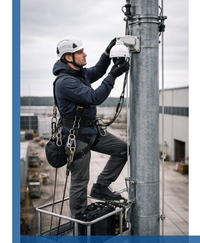 Профессиональная установка видеокамер на мачте в Чите