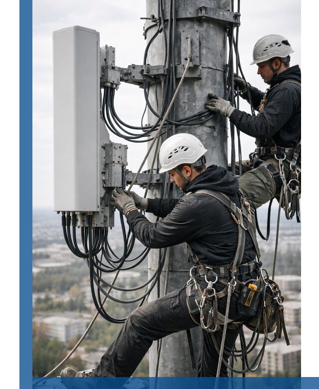 Монтаж оборудования связи на мачте в Чите с пусконаладкой