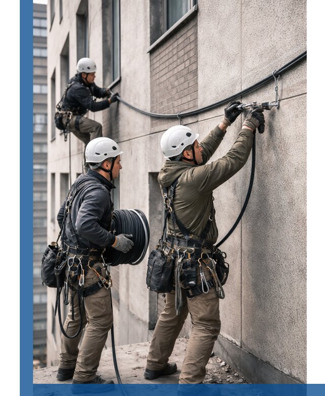 Прокладка кабеля по фасаду в Чите, профессиональный монтаж