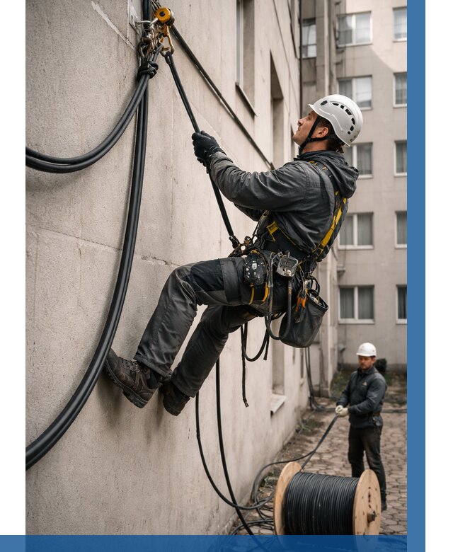 Протяжка кабеля питания на высоте в Чите от 466 р. | ВЫСОТНИК-Чта