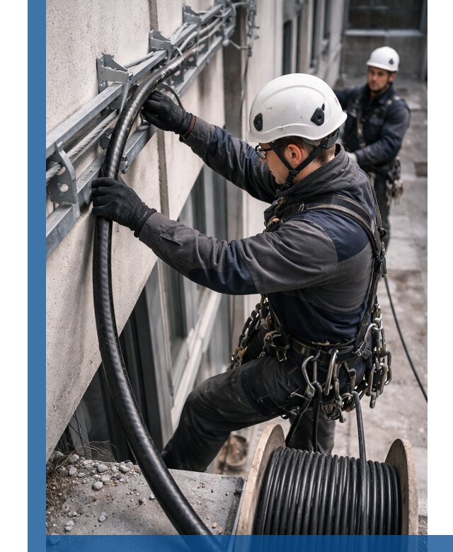 Протяжка кабеля питания на высоте в Чите с гарантией безопасности и качества