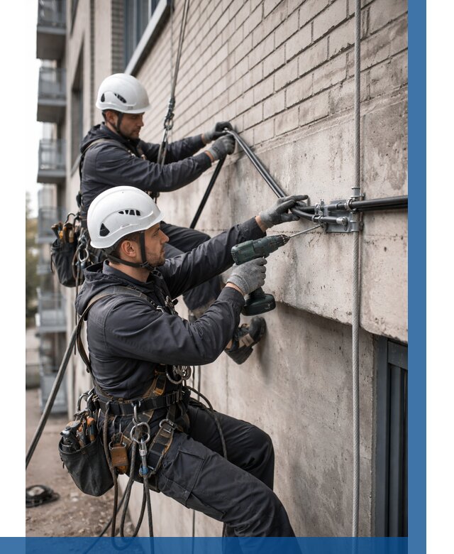 Крепление кабеля на фасаде в Чите от 362 р. | ВЫСОТНИК-Чта