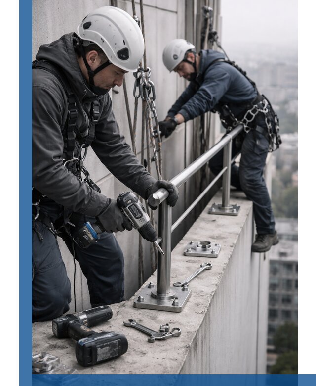 Монтаж перил на высоте в Чите для жилых и промобъектов