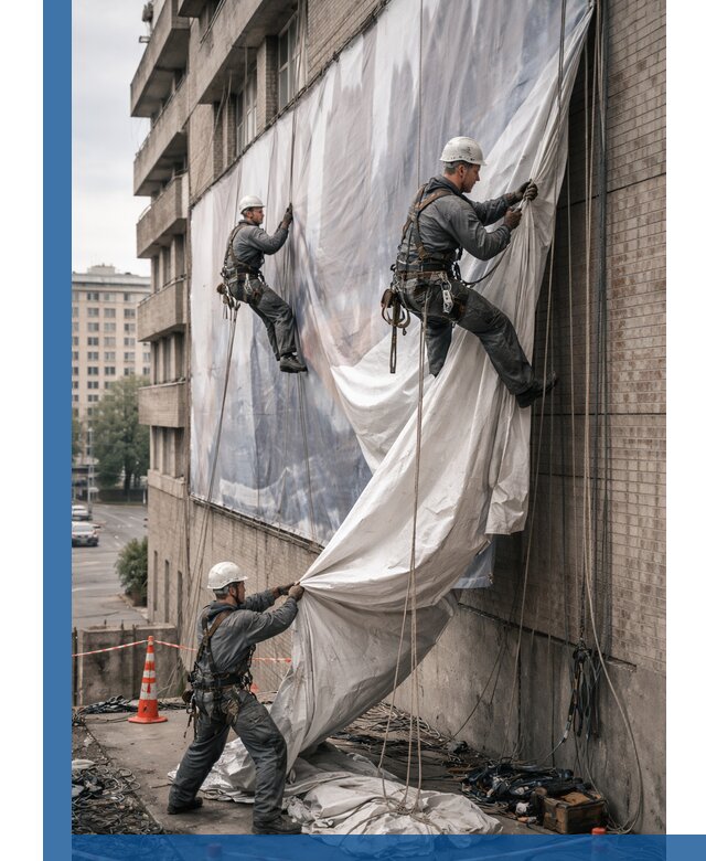 Демонтаж баннеров с фасада в Чите оперативно и безопасно