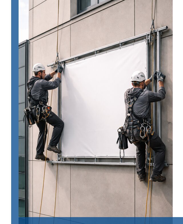 Монтаж наружной рекламной вывески в Чите под ключ