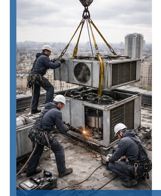 Демонтаж крышной установки в Чите любой сложности