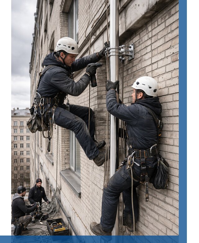 Монтаж флагштока на здании в Чите от 6728 р. | ВЫСОТНИК-Чта