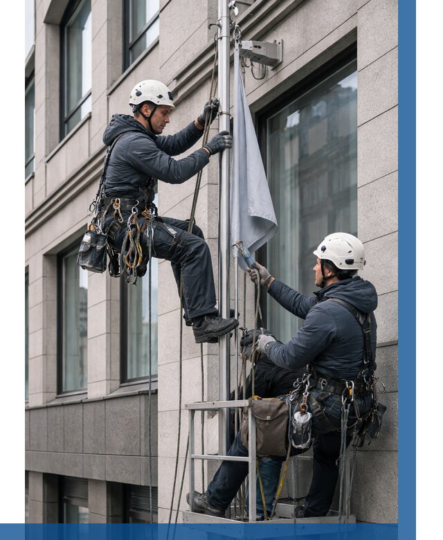 Установка флагов на фасаде в Чите от 4658 р. | ВЫСОТНИК-Чта