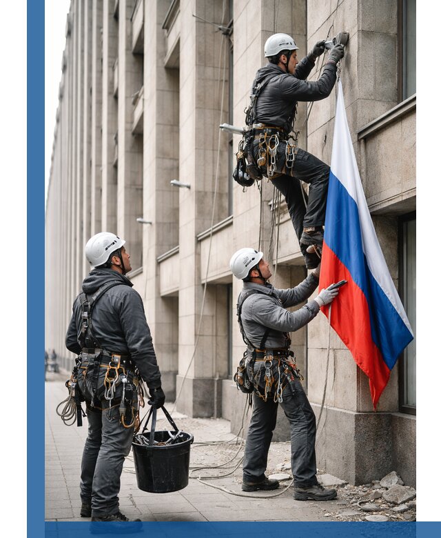 Профессиональная установка флагов на фасаде в Чите