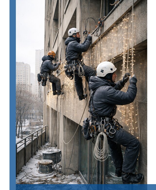 Монтаж новогодней иллюминации и украшение фасадов в Чите