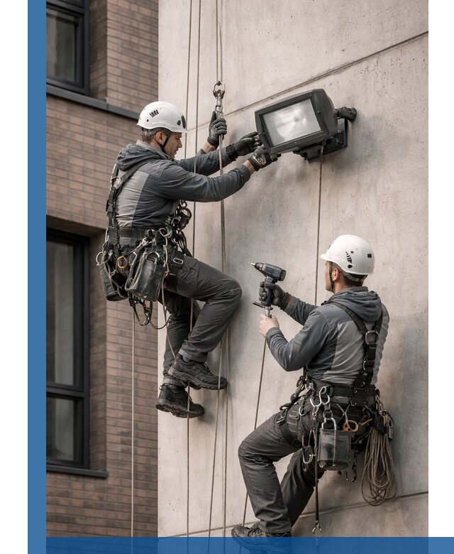 Профессиональный монтаж фасадных прожекторов в Чите под ключ