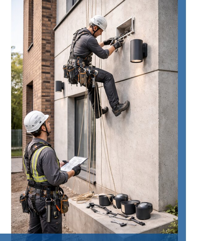 Монтаж фасадного освещения в Чите от 2588 р. | ВЫСОТНИК-Чта