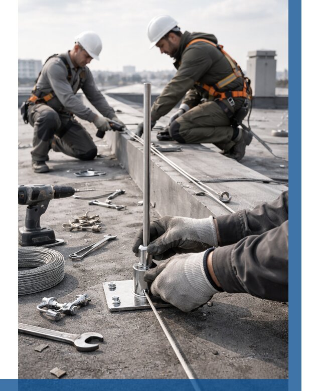 Монтаж молниезащиты на кровле в Чите цена от 25875 р. | ВЫСОТНИК-Чта