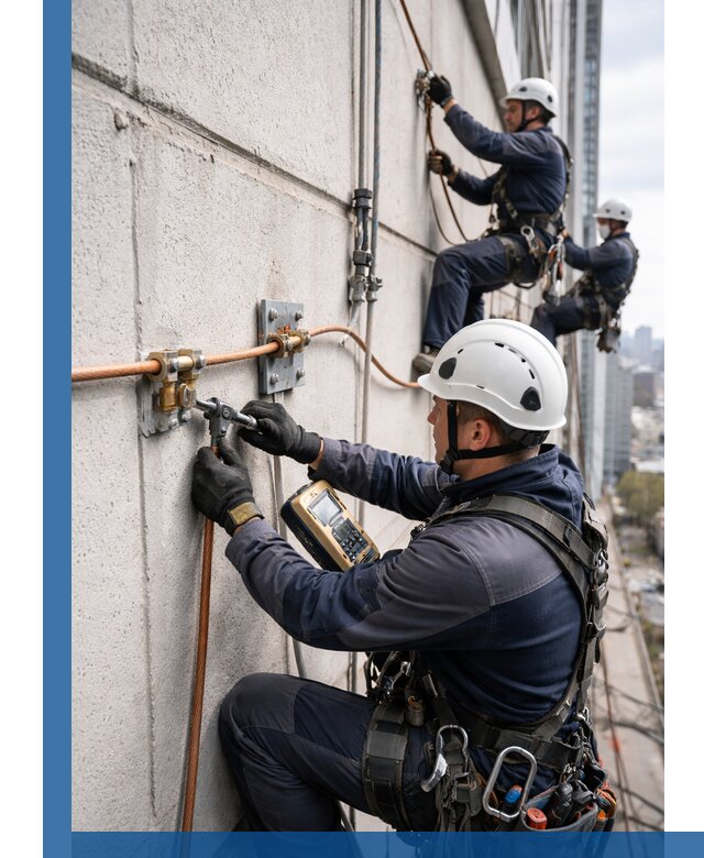 Монтаж системы заземления здания и молниезащиты в Чите