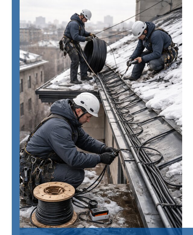 Монтаж греющего кабеля на кровле в Чите под ключ