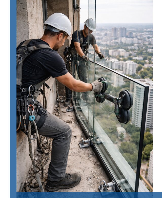 Монтаж стеклянных ограждений под ключ с гарантией в Чите