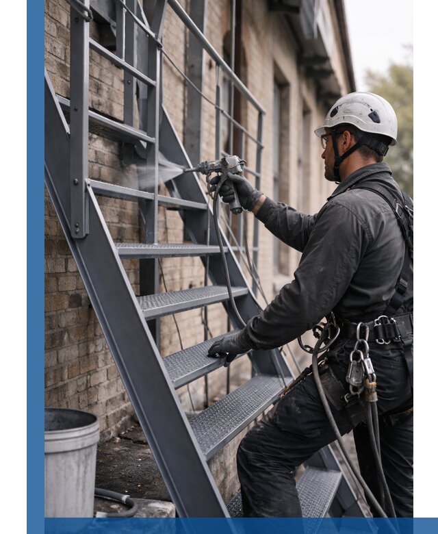 Покраска и антикоррозионная защита пожарных лестниц в Чите