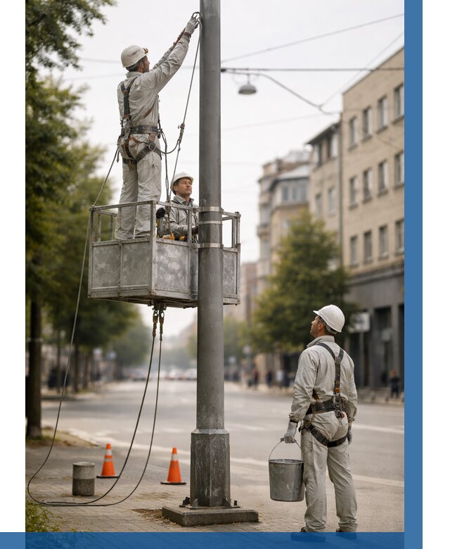 Покраска опор освещения в Чите от 5175 р. | ВЫСОТНИК-Чта