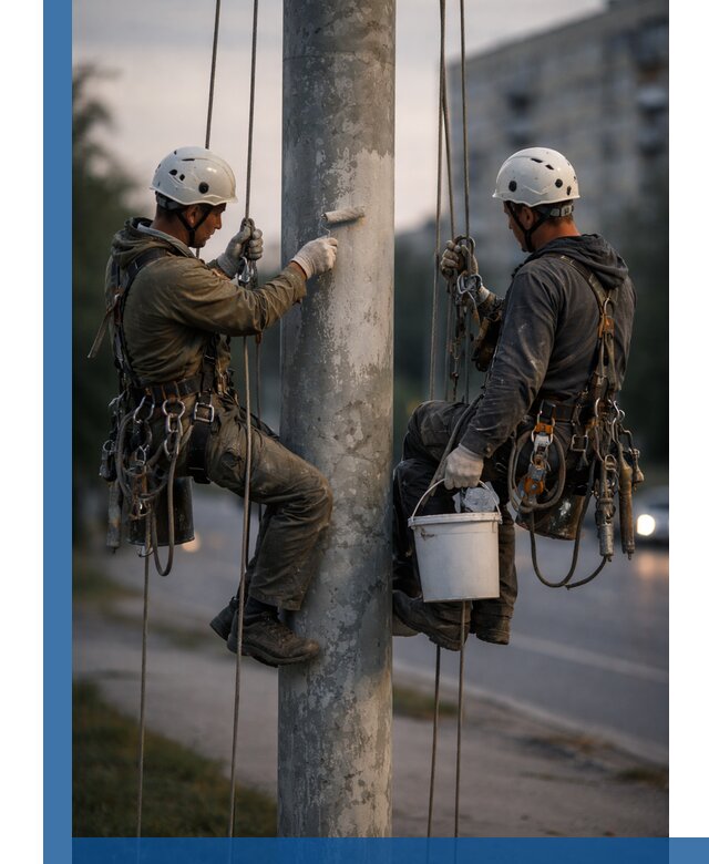 Покраска опор освещения и антикоррозийная защита в Чите