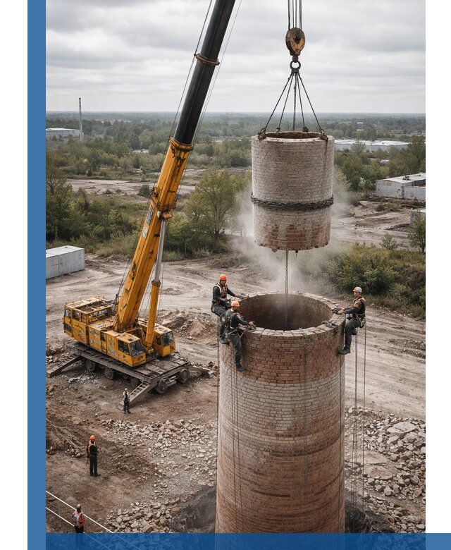 Демонтаж дымовой трубы в Чите с гарантиями безопасности