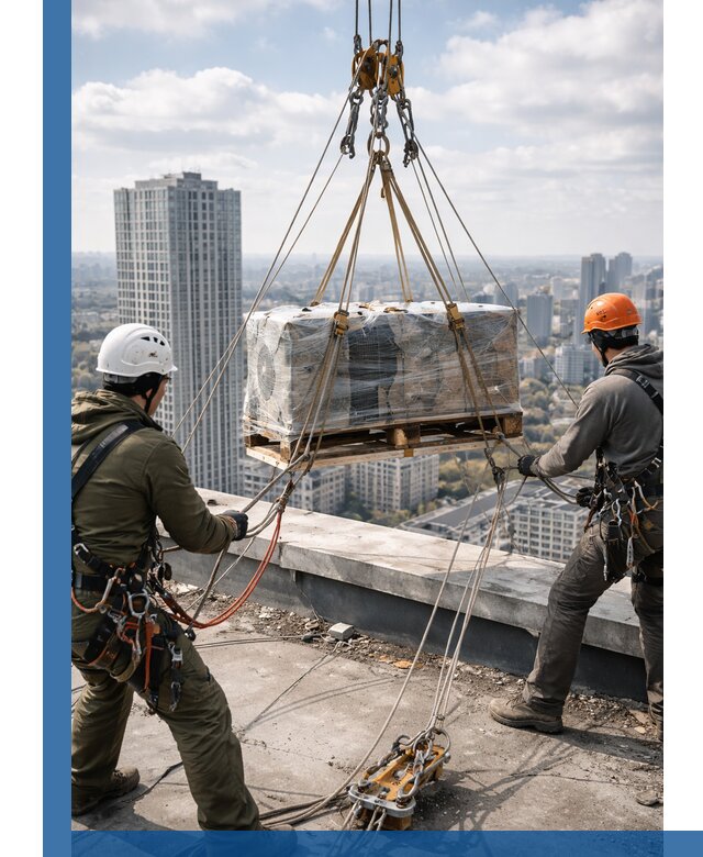 Подъем и монтаж крупногабаритных грузов на крышу в Чите