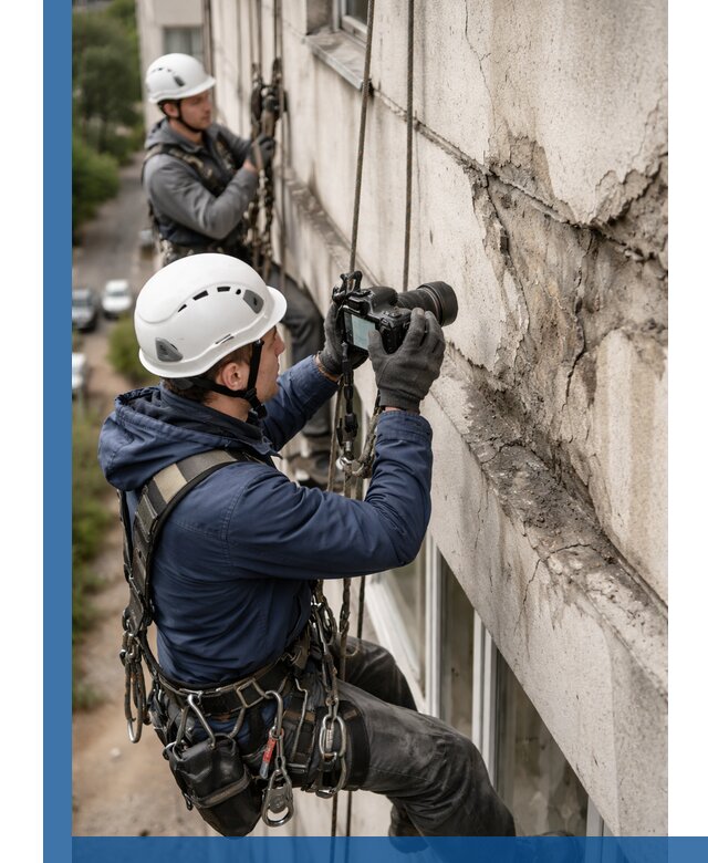 Фотофиксация дефектов фасада с высотной съемкой в Чите