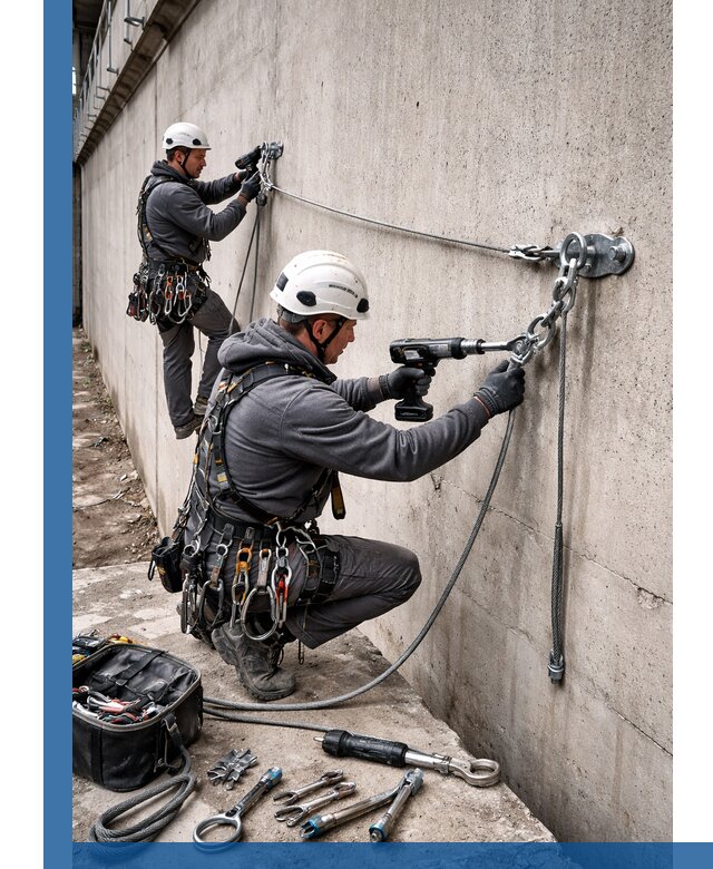 Монтаж анкерных линий высотной безопасности в Чите