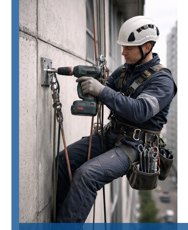 Установка анкерных точек для высотных работ в Чите